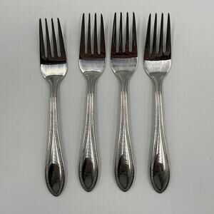 International American Bead Stainless Steel Flatware Salad Fork Set 4 6.25”
